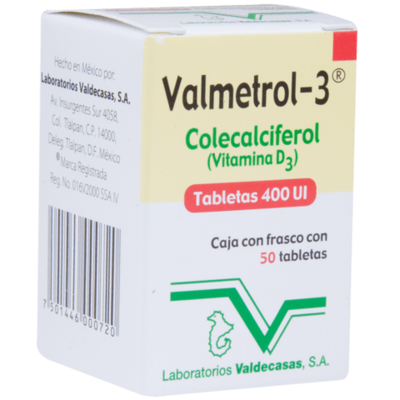 Valmetrol-3 400UI oral 50 Tabletas