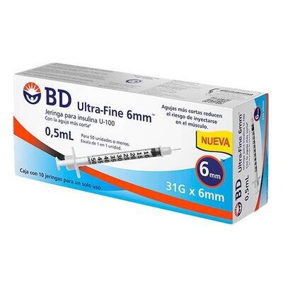 Jeringa Insulina Ultrafine 0.5mL 31Gx6mm