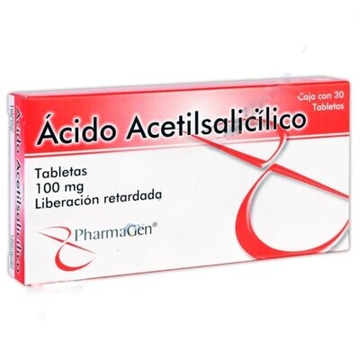 Acido Acetilsalicílico 100mg oral 30 Tabletas de liberación retardada
