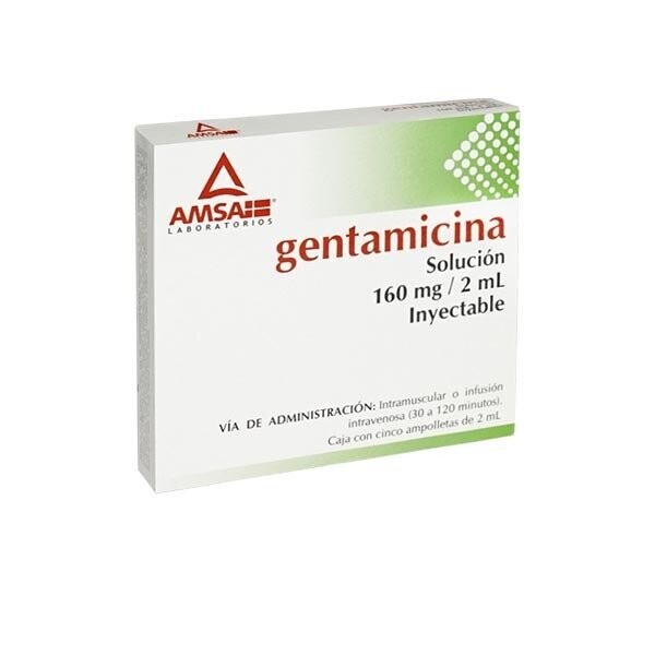 Gentamicina 160mg Solución Inyectable 5 Ampolletas