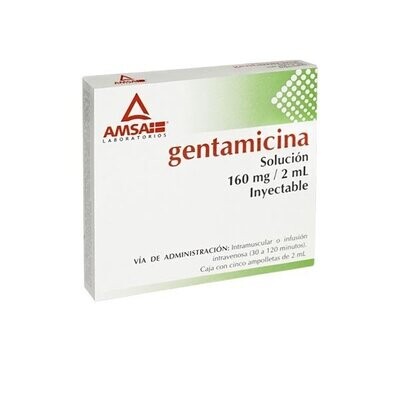 Gentamicina 160mg Solución Inyectable 5 Ampolletas Gentamicina 160mg Solución Inyectable 5 Ampolletas