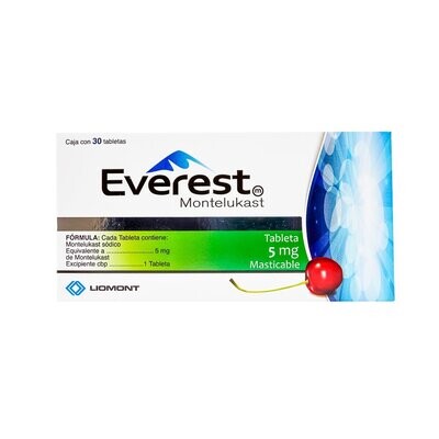 Everest 5mg oral 30 Tabletas Masticable Everest 5mg oral 30 Tabletas Masticable