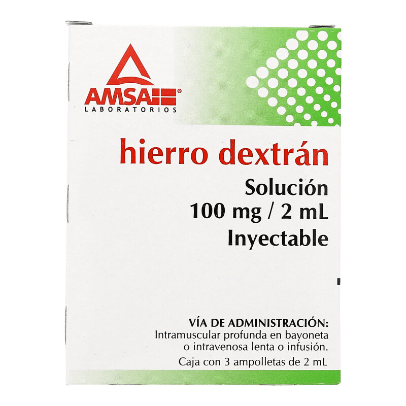 Hierro Dextrán 100mg Solución Inyectable 3 Ampolletas Hierro Dextrán 100mg Solución Inyectable 3 Ampolletas