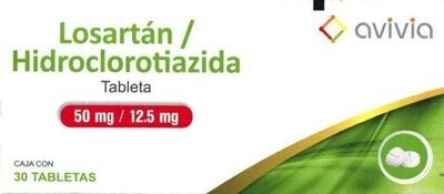 Losartán/Hidroclorotiazida oral 50/12.5mg 30 Tabletas Losartán/Hidroclorotiazida oral 50/12.5mg 30 Tabletas