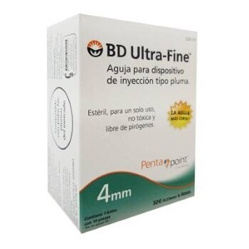 Aguja para insulina BD Ultra-Fine 32G X 4mm 10 piezas Aguja para insulina BD Ultra-Fine 32G X 4mm 10 piezas