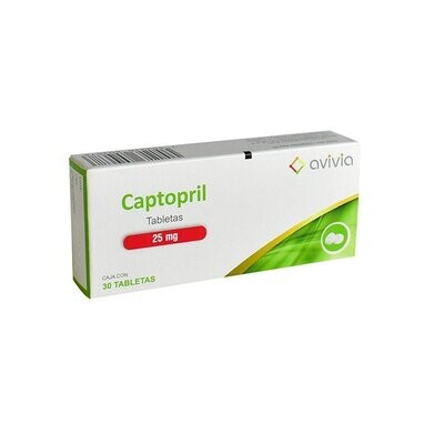 Captopril 25mg oral 30 tabletas