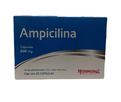 Ampicilina 500mg oral 20 cápsulas