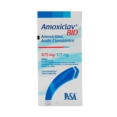 Amoxiclav BID Oral 875mg/125mg 14 Tabletas