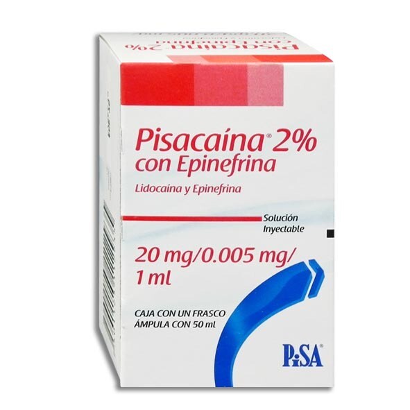 Pisacaina 2% con Epinefrina Solución Inyectable 50mL