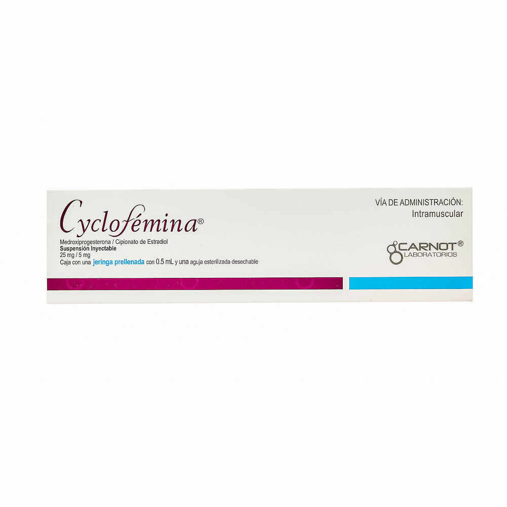 Cyclofemina Jeringa prellenada con 0.5mL Intra muscular