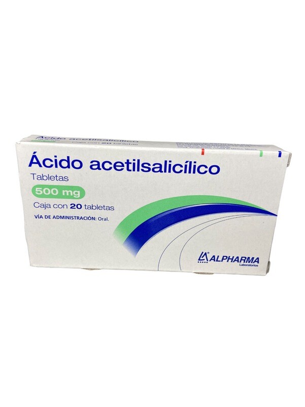 Acido Acetilsalicílico 500mg 20 Tabletas Acido Acetilsalicílico 500mg 20 Tabletas