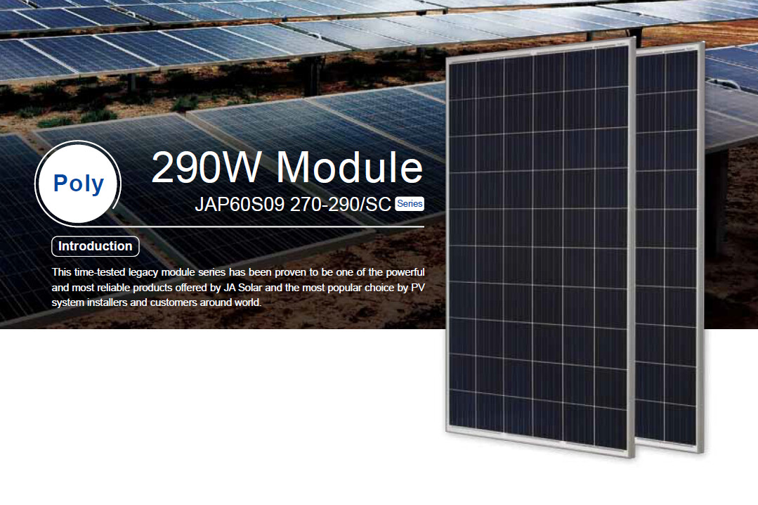 JA Solar 280W Polycrystalline Solar Panel (Part No. JAP60S-09-280-SC)