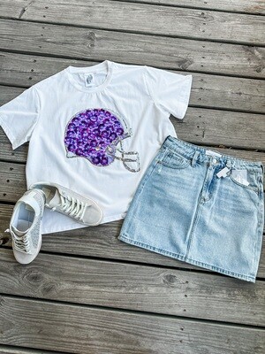 Purple Helmet Embellished Tee