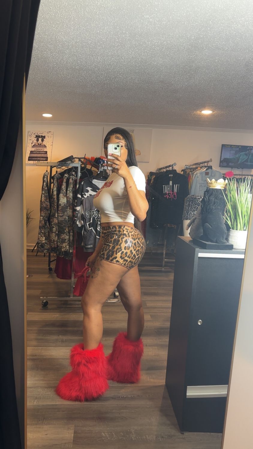 Gold leopard sequin shorts