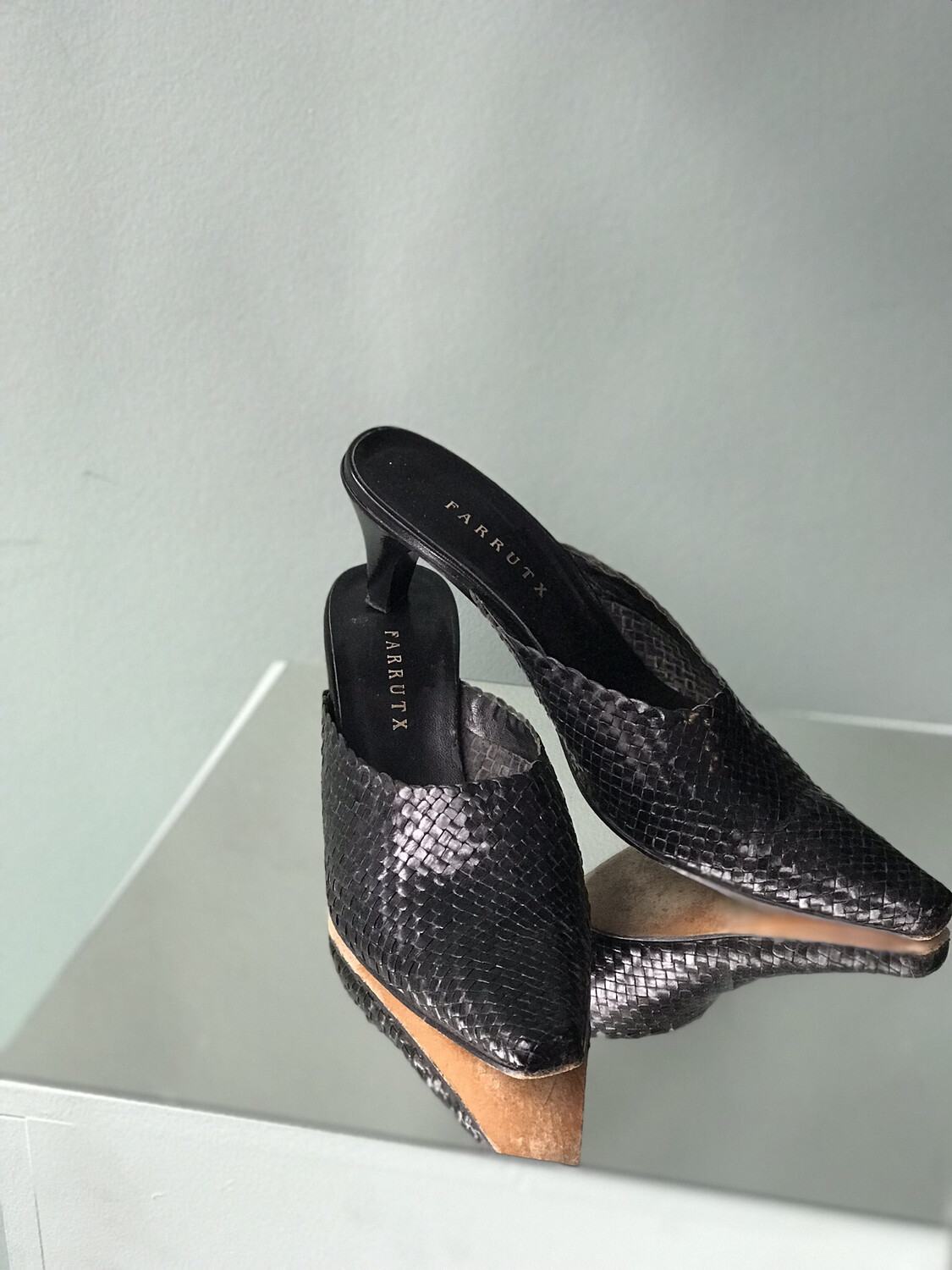 Black Intrecciato Slides Size 40