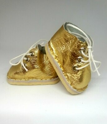 Genuine leather Gold Handmade shoes with lace