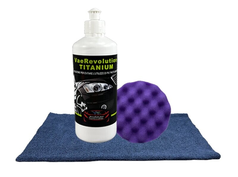 VaeRevolution Titanium con tampone bugnato a celle aperte.                              Flacone 500 gr.                                    Platorello 150 mm.