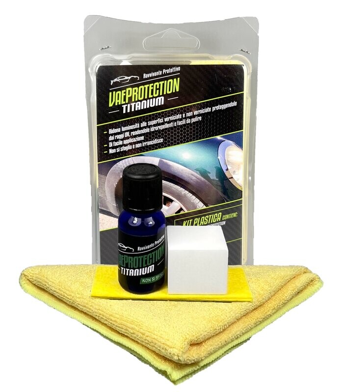 Kit rigenera plastiche VaeProtection Titanium                                           Confezione da 20gr (alta resa prodotto sufficiente per le plastiche di una o più auto)