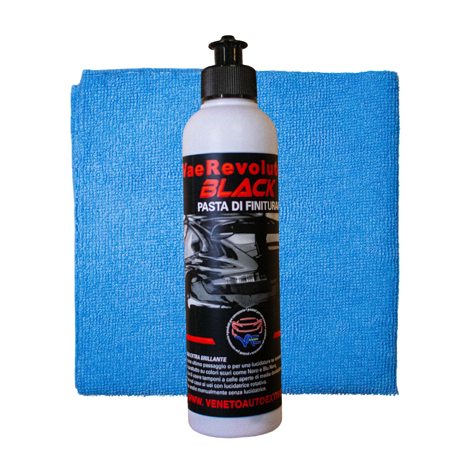 PASTA LUCIDATURA VaeRevolution Black 225 gr. Compreso Panno qualità senza cuciture taglio ultrasuoni cm 40x40 PASTA LUCIDATURA VaeRevolution Black 225 gr. Compreso Panno qualità senza cuciture taglio ultrasuoni cm 40x40