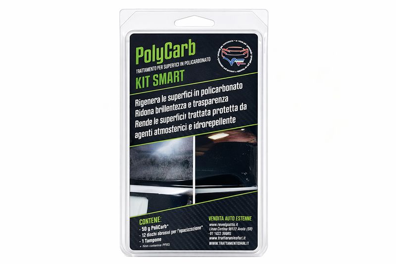 PolyCarb kit esclusivo per la rigenerazione di superfici in Policarbonato (Tettuccio Smart, Fari ecc.) Spedizione gratuita. PolyCarb kit esclusivo per la rigenerazione di superfici in Policarbonato (Tettuccio Smart, Fari ecc.) Spedizione gratuita.