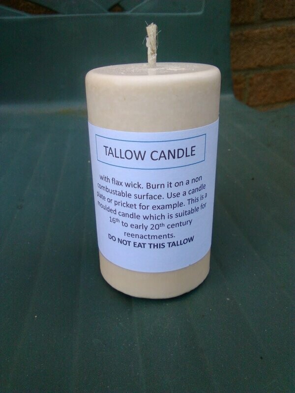 Tallow Pillar Candle with Historic Wick