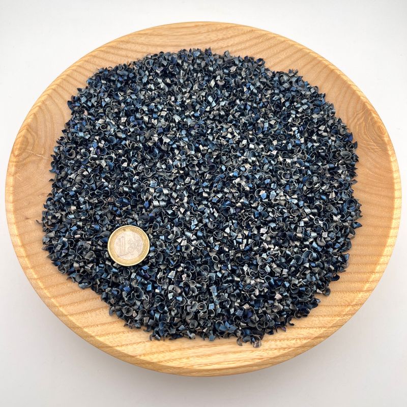 Stahlspäne Blau-Silber fein, 1kg, gereinigt