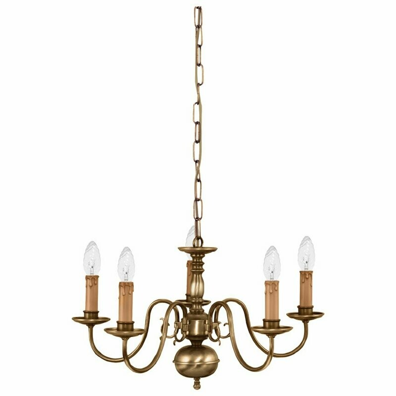 Flämische Leuchte Kronleuchter Hängeleuchte 5x E14 40W Messing fumé Antik Flämische Leuchte Kronleuchter Hängeleuchte 5x E14 40W Messing fumé Antik