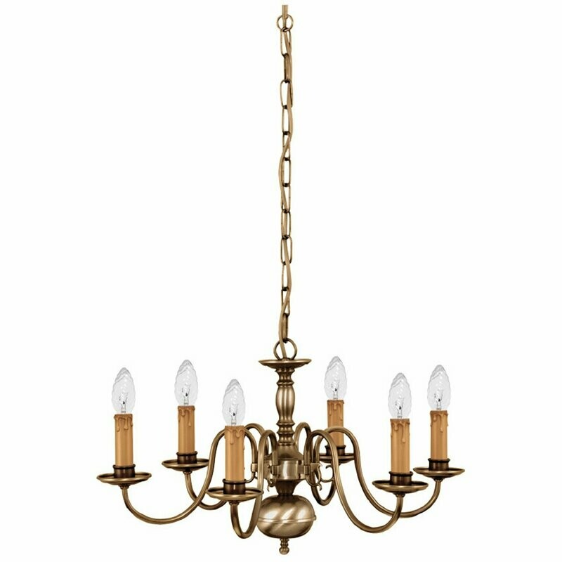 Flämische Leuchte Kronleuchter Hängeleuchte 6x E14 40W Messing fumé Antik Flämische Leuchte Kronleuchter Hängeleuchte 6x E14 40W Messing fumé Antik