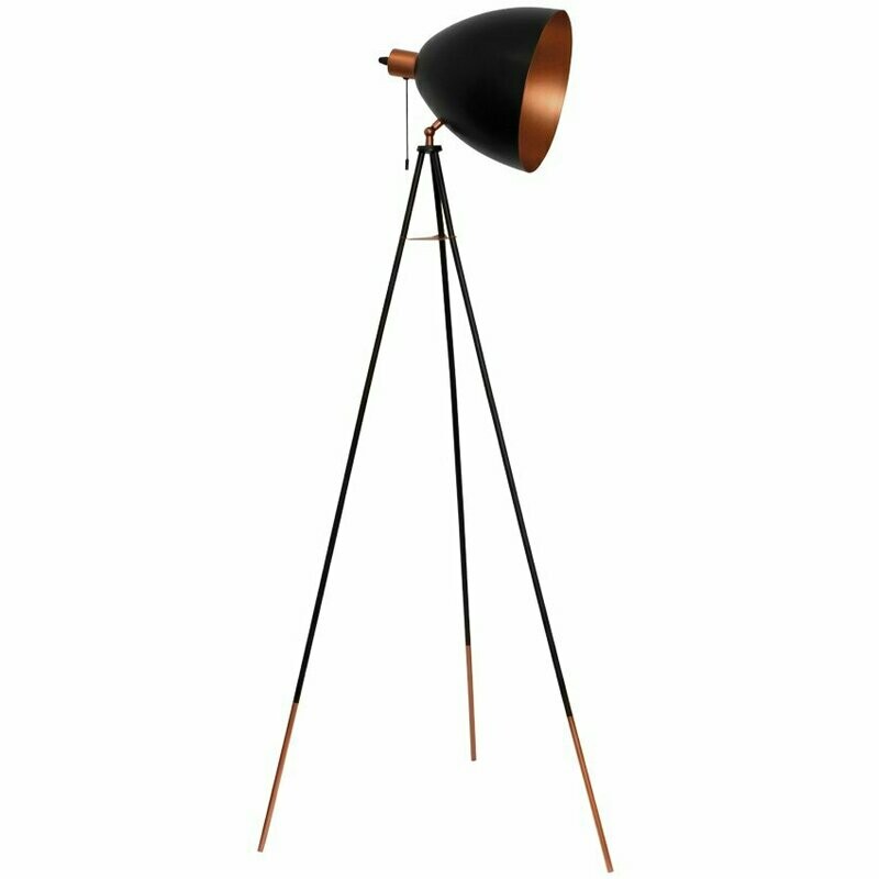 Standleuchte Stehlampe CHESTER Stativ und Schirm Metall schwarz kupfer EGLO Standleuchte Stehlampe CHESTER Stativ und Schirm Metall schwarz kupfer EGLO