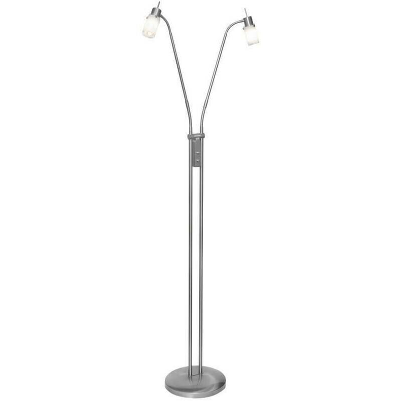 LED Standleuchte Stehlampe MAX nickelfarben Glas LEDs GU10 2x 4W Höhe 157cm LED Standleuchte Stehlampe MAX nickelfarben Glas LEDs GU10 2x 4W Höhe 157cm