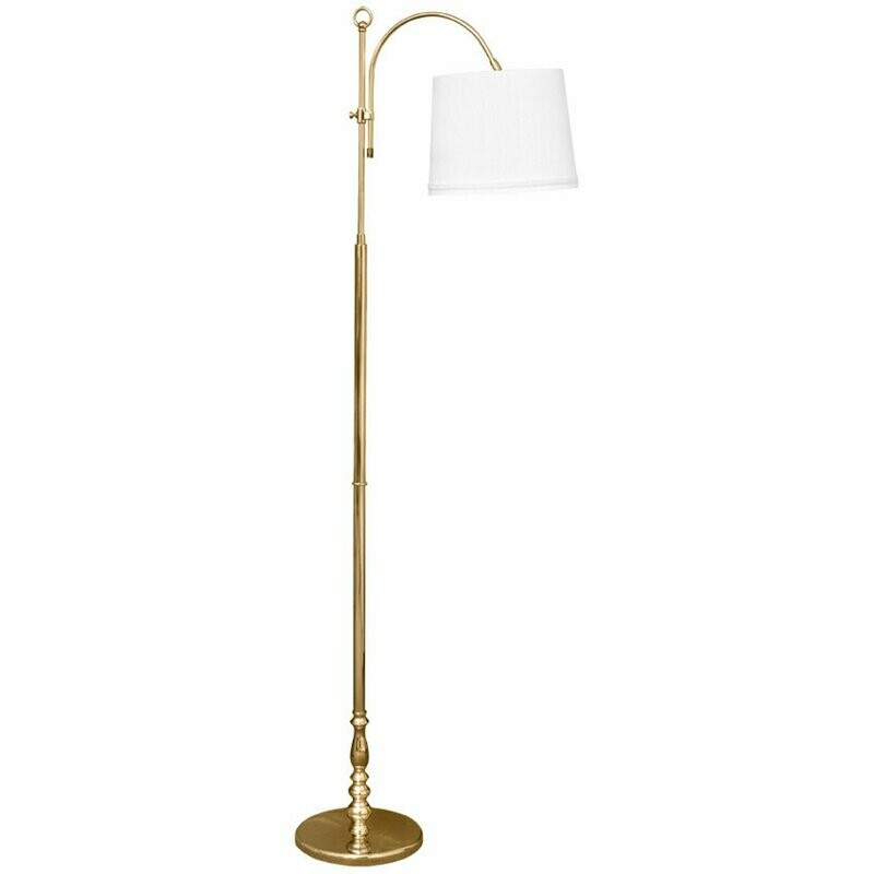 Standleuchte Stehlampe Messing poliert Schirm Seidenimitat HS-LEUCHTEN Standleuchte Stehlampe Messing poliert Schirm Seidenimitat HS-LEUCHTEN