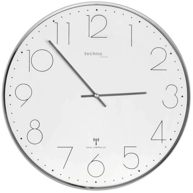 Wanduhr mit Funkuhrwerk chromfarben Ø 35 cm TechnoTrade Wanduhr mit Funkuhrwerk chromfarben Ø 35 cm TechnoTrade