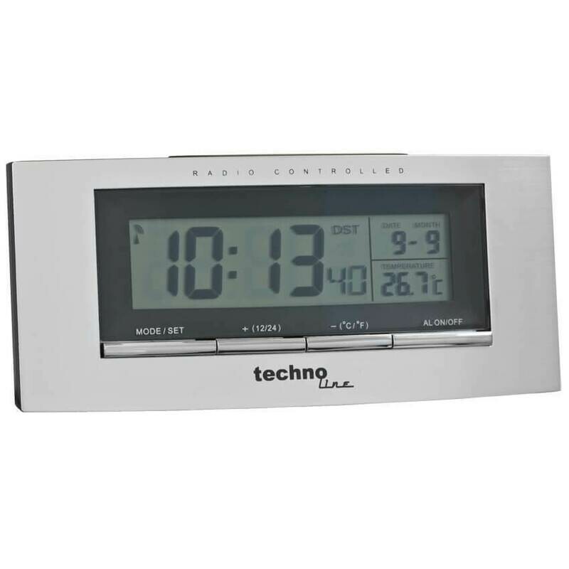 Wecker mit Funkuhrwerk silber schwarz TechnoTrade Wecker mit Funkuhrwerk silber schwarz TechnoTrade