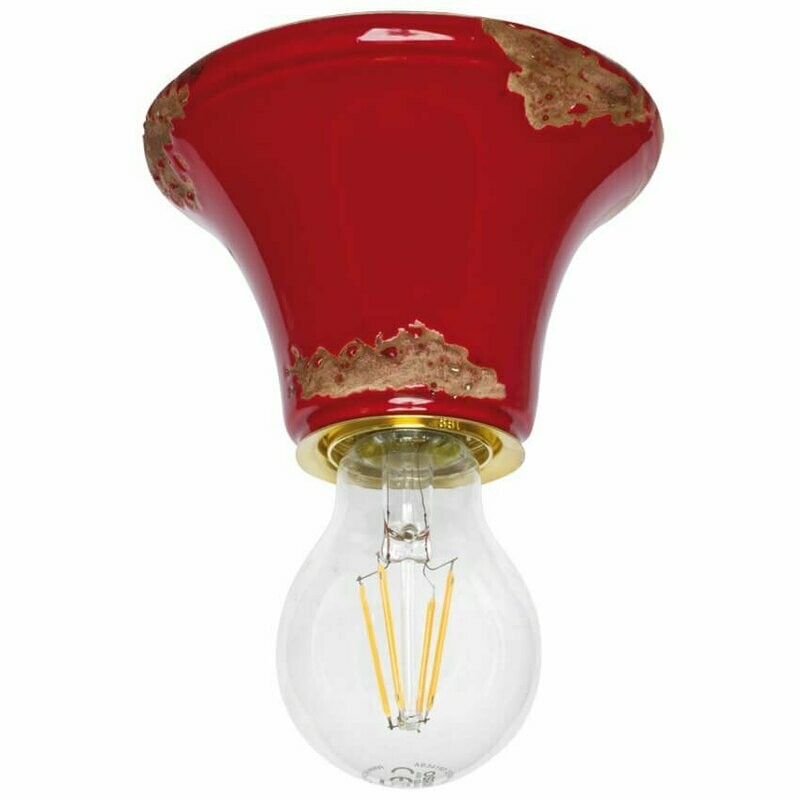 Deckenleuchte Deckenlampe Vintage Keramik rot Messing max. 77W FERROLUCE Retro Deckenleuchte Deckenlampe Vintage Keramik rot Messing max. 77W FERROLUCE Retro