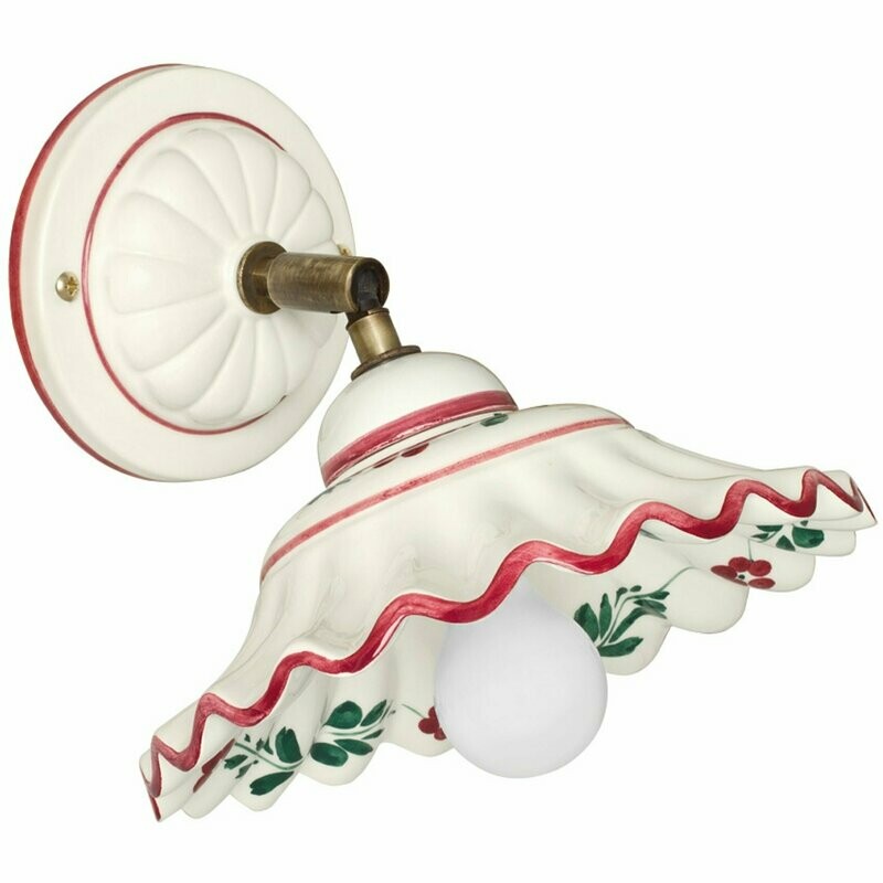 Wandleuchte Wandlampe 1x E14 max.60W Keramik weiss Blumenmuster CERAMICHE BORSO Wandleuchte Wandlampe 1x E14 max.60W Keramik weiss Blumenmuster CERAMICHE BORSO