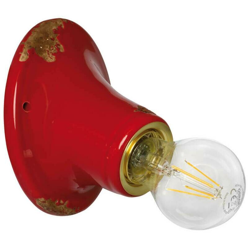 Wandleuchte Wandlampe Vintage Keramik rot Messing E27 max.77W FERROLUCE Retro Wandleuchte Wandlampe Vintage Keramik rot Messing E27 max.77W FERROLUCE Retro