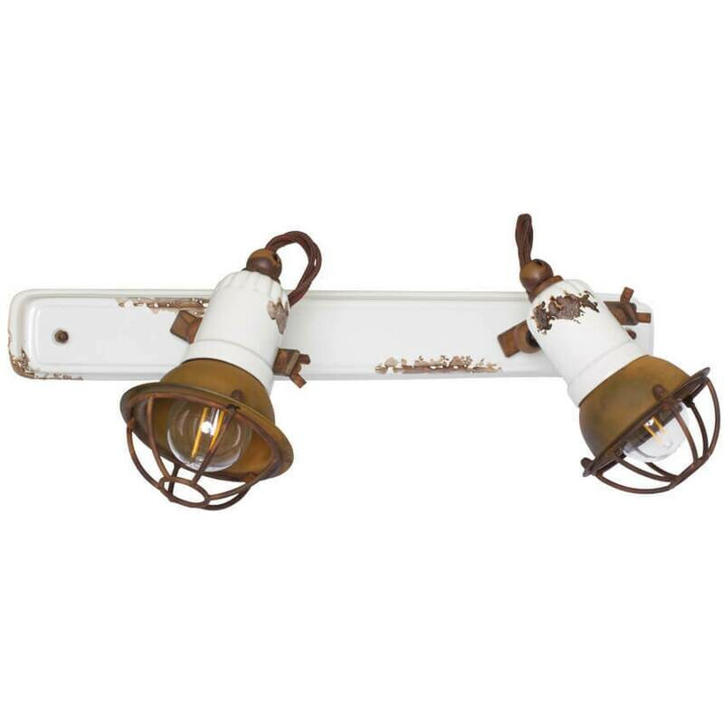 Wandleuchte Wandlampe Vintage Keramik weiss rostfarben 2 x E14 FERROLUCE Retro Wandleuchte Wandlampe Vintage Keramik weiss rostfarben 2 x E14 FERROLUCE Retro