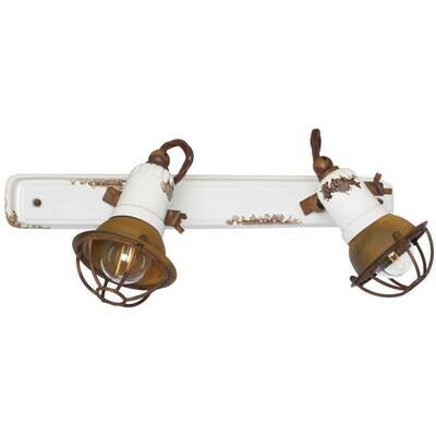 Wandleuchte Wandlampe Vintage Keramik weiss rostfarben 2 x E14 FERROLUCE Retro Wandleuchte Wandlampe Vintage Keramik weiss rostfarben 2 x E14 FERROLUCE Retro