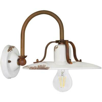 Wandleuchte Wandlampe Vintage Keramik weiss Metall rostfarben FERROLUCE Retro Wandleuchte Wandlampe Vintage Keramik weiss Metall rostfarben FERROLUCE Retro
