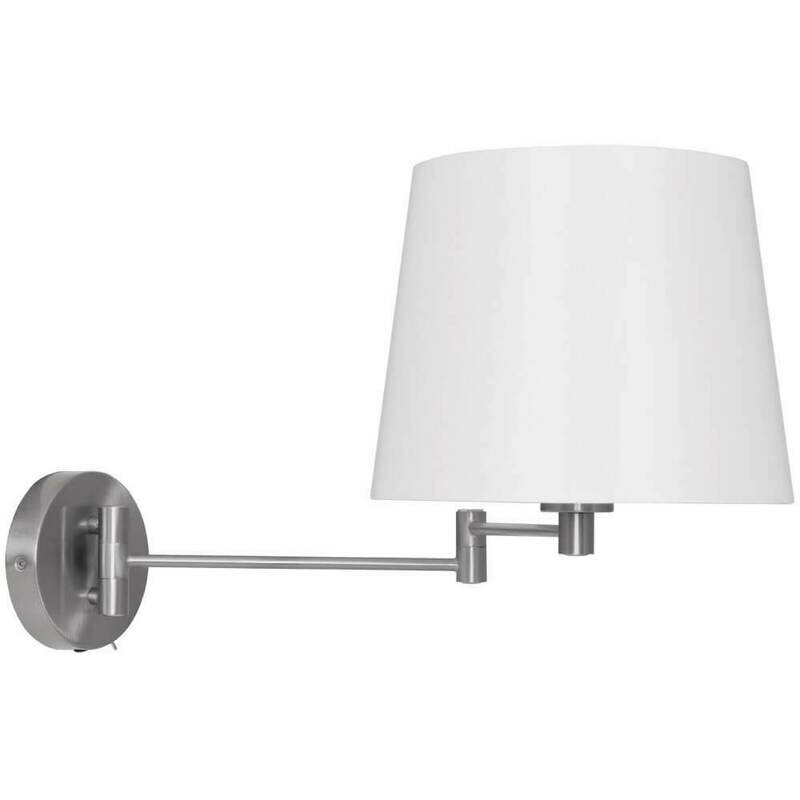 Wandlampe Wandleuchte LYON nickelfarben Stoffschirm weiss 1x E27 max. 60W TRIO Wandlampe Wandleuchte LYON nickelfarben Stoffschirm weiss 1x E27 max. 60W TRIO