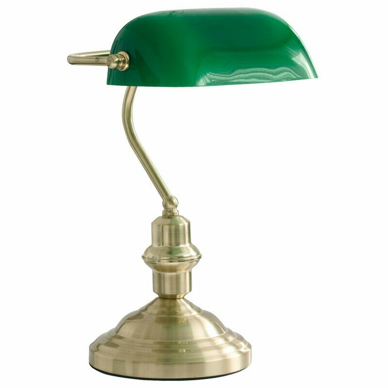 Bankerleuchte Tischlampe Tischleuchte Messing poliert Glasschirm grün Globo Bankerleuchte Tischlampe Tischleuchte Messing poliert Glasschirm grün Globo