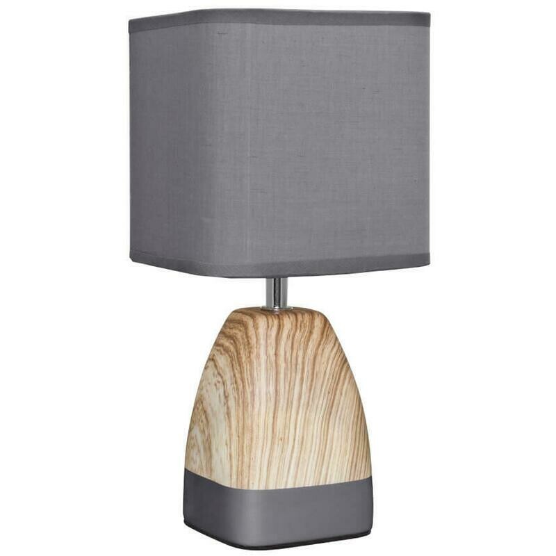 Tischleuchte Tischlampe Keramikfuss holzoptik Stoffschirm grau max. 40W NAEVE Tischleuchte Tischlampe Keramikfuss holzoptik Stoffschirm grau max. 40W NAEVE