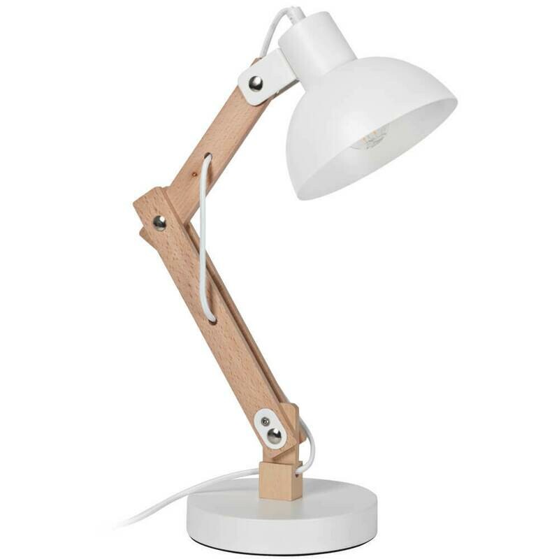 Schreibtischleuchte Schreibtischlampe Tongariro Holz weiss E27 max. 40W Globo Schreibtischleuchte Schreibtischlampe Tongariro Holz weiss E27 max. 40W Globo