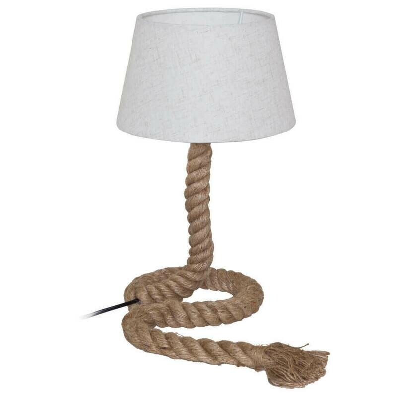 Tischleuchte Tischlampe Segeltau Seil maritim Textilschirm weiss max. 40W Naeve Tischleuchte Tischlampe Segeltau Seil maritim Textilschirm weiss max. 40W Naeve