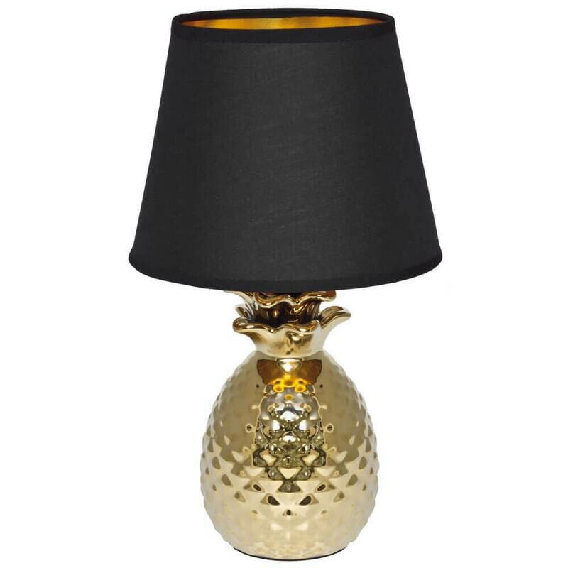 Tischleuchte Tischlampe PINEAPPLE Keramikfuss Stoffschirm black max. 40W REALITY Tischleuchte Tischlampe PINEAPPLE Keramikfuss Stoffschirm black max. 40W REALITY