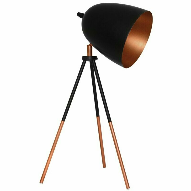 Tischleuchte Tischlampe CHESTER Stativ Schirm Metall schwarz kupfer EGLO Tischleuchte Tischlampe CHESTER Stativ Schirm Metall schwarz kupfer EGLO