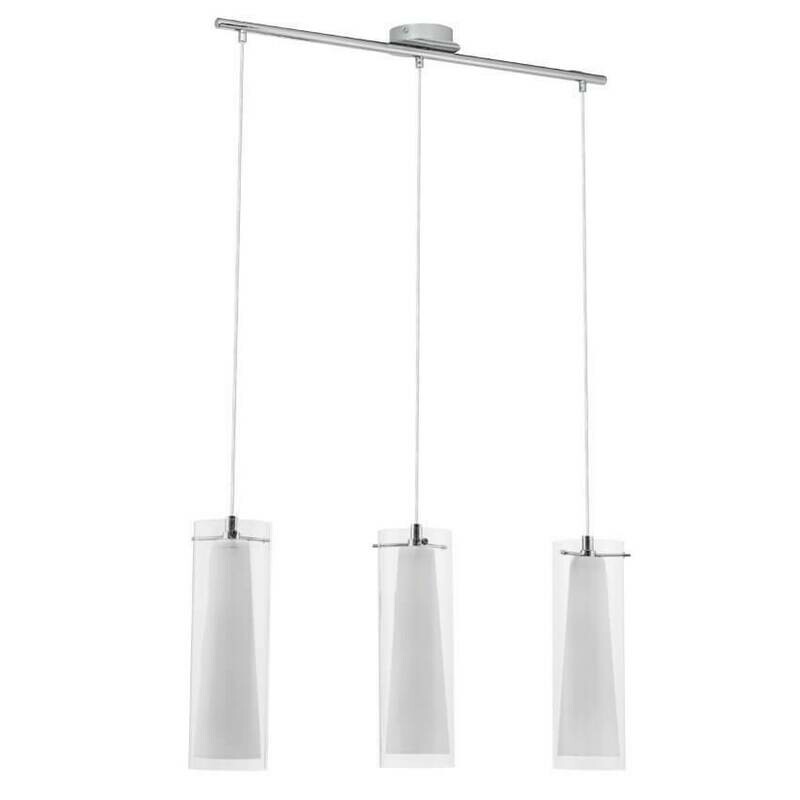 Pendellampe Deckenlampe 3 flammig max. 60W Glas weiss Metall chromfarben EGLO Pendellampe Deckenlampe 3 flammig max. 60W Glas weiss Metall chromfarben EGLO