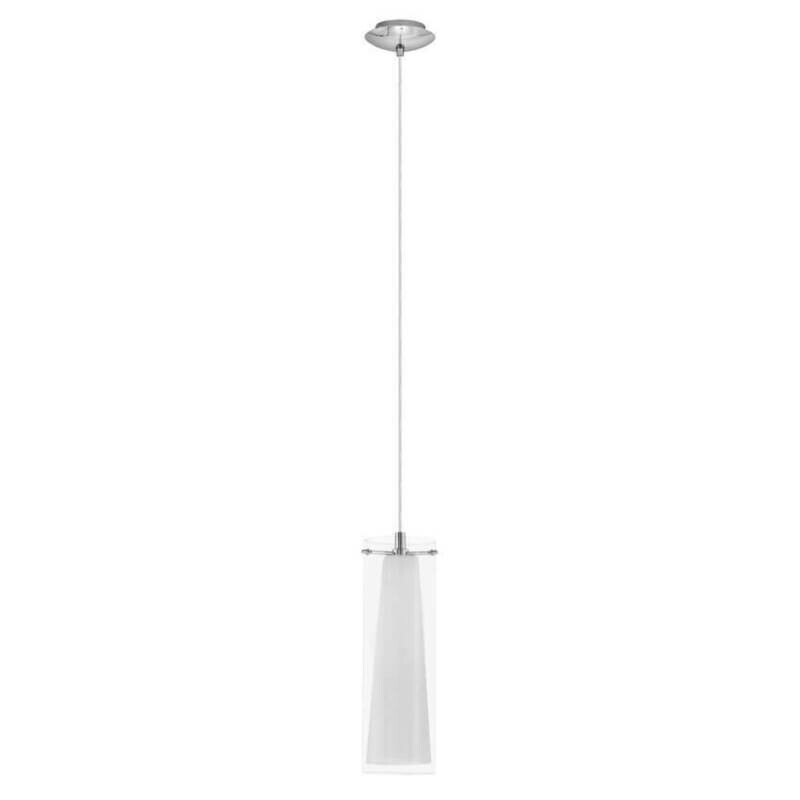 Pendellampe Deckenlampe E27 max. 60W Glas klar weiss Metall chromfarben EGLO Pendellampe Deckenlampe E27 max. 60W Glas klar weiss Metall chromfarben EGLO