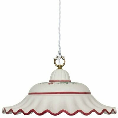 Pendelleuchte Hängeleuchte Keramik weiss E27 Blumenmuster rot CERAMICHE BORSO Pendelleuchte Hängeleuchte Keramik weiss E27 Blumenmuster rot CERAMICHE BORSO