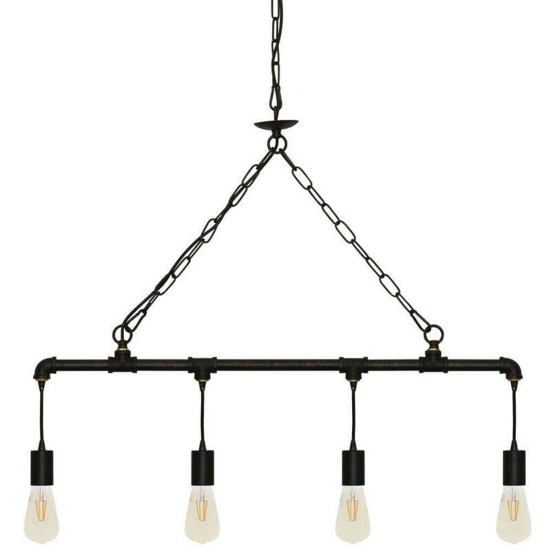 Pendelleuchte Deckenlampe AMARCORD Wasserrohr Vintage 4 x E27 max. 60W LUTEC Pendelleuchte Deckenlampe AMARCORD Wasserrohr Vintage 4 x E27 max. 60W LUTEC